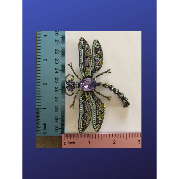 HEIDI DAUS “Trembling Brilliance” Dragonfly Pin Brooch, NWOB, Excellent - Picture 7 of 9